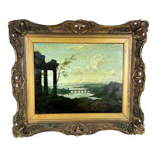 18th Century British Oil on Panel Italianate Landscape For Sale