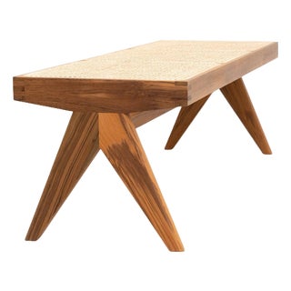 Wood and Woven Viennese Cane 057 Civil Bench by Pierre Jeanneret for Cassina For Sale