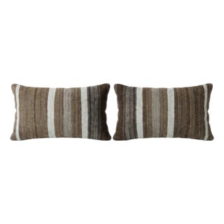 Modern Kilim Lumbar Pillow Cover 11'' X 20'' - Set of Two For Sale