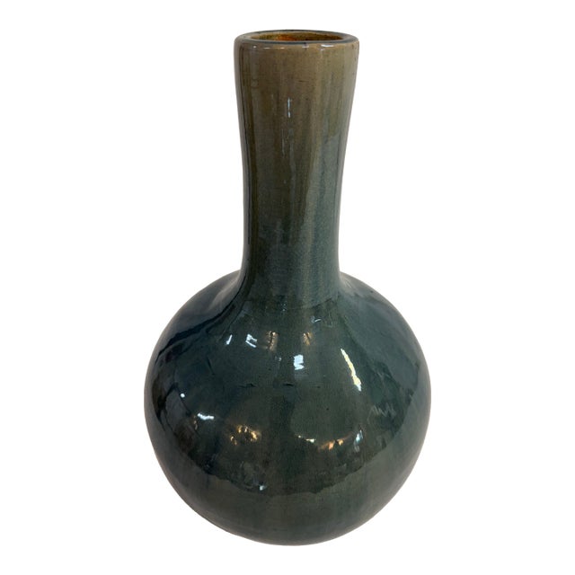 Weathered Blue Glaze Vase- Mecox For Sale