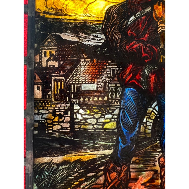 1920s 1920s -30'sStained Glass Work of Art Featuring a Fiddler For Sale - Image 5 of 12