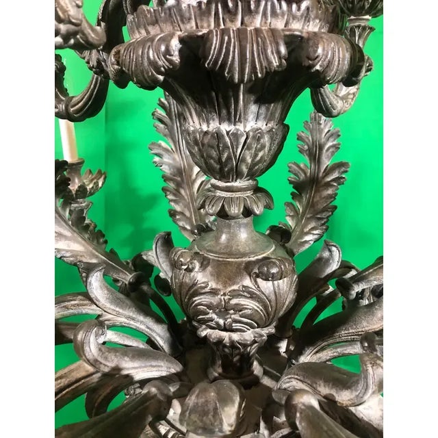 Vintage Italian Hand Carved 2 Tier Chandelier With 12 Lights For Sale - Image 10 of 12