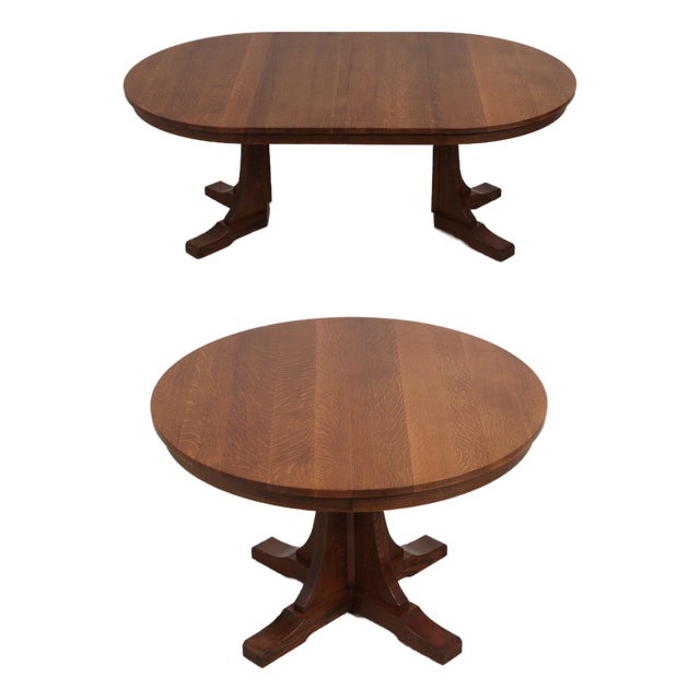Stickley Mission Oak Round Pedestal Dining Table For Sale