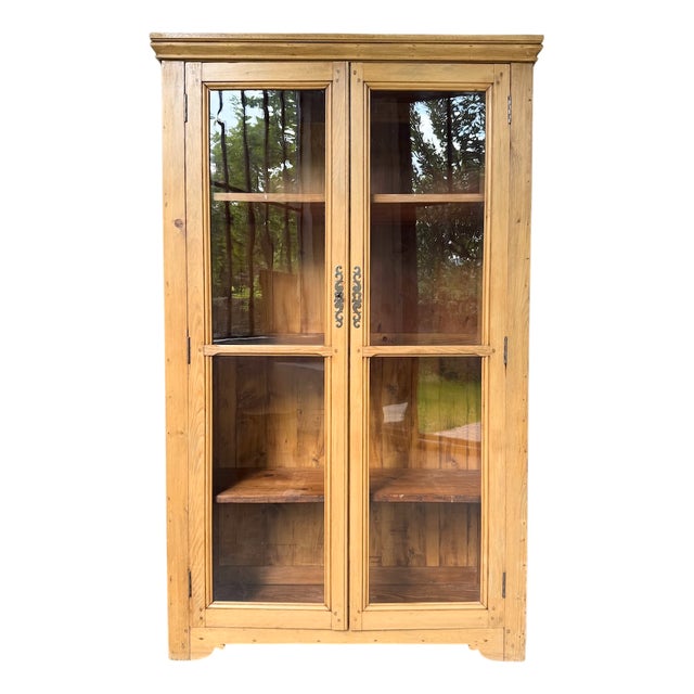 Vintage Display Cabinet in Pine and Glass, 1950 For Sale