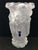 Vintage frosted glass Bacchantes vase in the Art Deco style. The vase features molded, frosted female nude figures, often...
