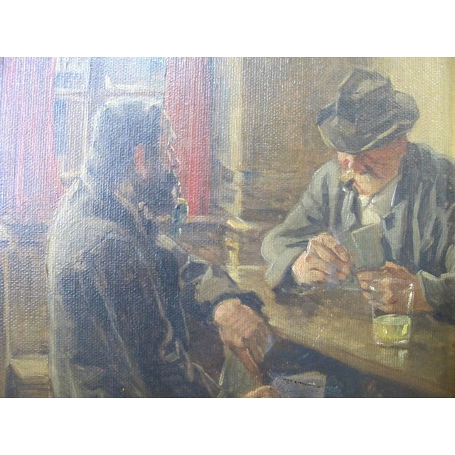 Einhold Werner C1925 German Tavern Scene Oil Painting Gold Gilt Frame For Sale In Portland, OR - Image 6 of 7