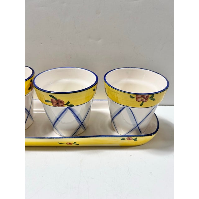 Traditional Vintage Jay Willfred Hand-Painted Ceramic Planter Set With Tray For Sale - Image 3 of 11