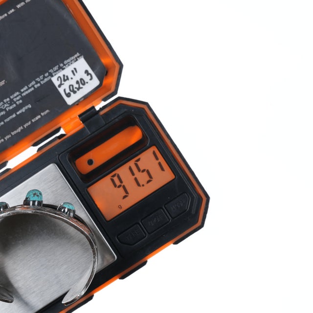 6 3/8" vintage Navajo shadowbox peyotebird cuff bracelet with turquoise For Sale - Image 10 of 10