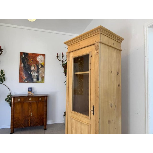 Farmhouse Display Cabinet in Natural Wood For Sale - Image 6 of 11