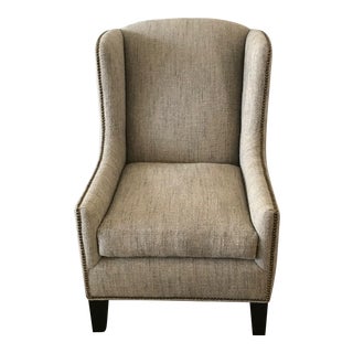 1960s Vintage Mark Alexander Linen Fabric Wingback Chair For Sale