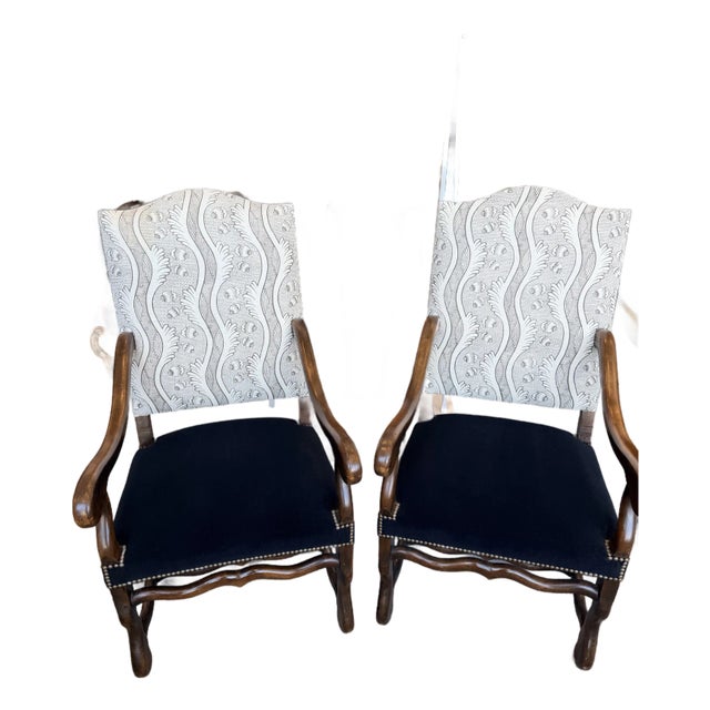 19th Century French Os De Mouton (Mutton Bone) Arm Chairs - A Pair For Sale