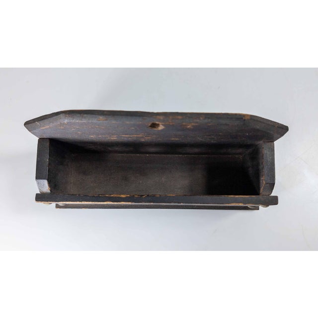19th Century Primitive Farmhouse Black Painted Wall Mail or Letter Shelf For Sale - Image 9 of 12