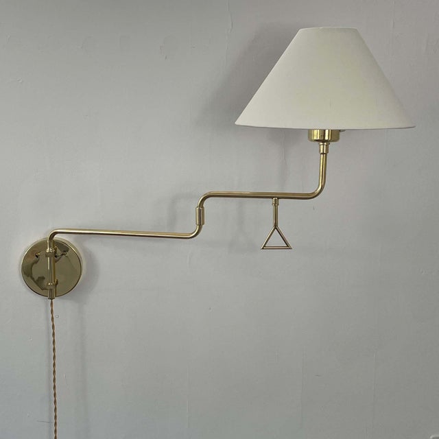Articulating Brass Wall Light, 1950s For Sale - Image 4 of 16