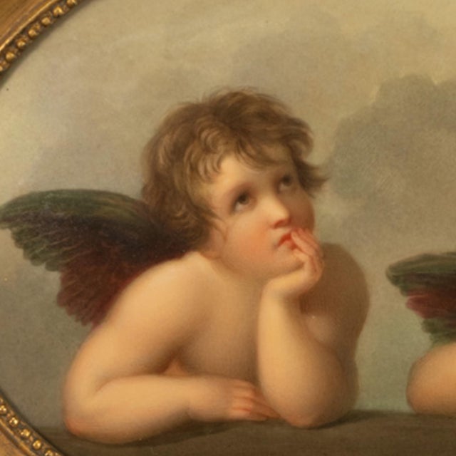 Late 19th Century Genuine Antique KPM Berlin Porcelain Hand Painted Raphael's Angels Putti 1890 For Sale - Image 5 of 10