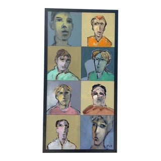 Hans Feyerabend Original Expressionist Eight Portrait Painting, Signed 2003 For Sale