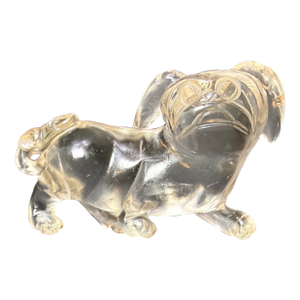 Antique Hand Carved Chinese Foo Lion Dog Rock Crystal Stone Sculpture Statue