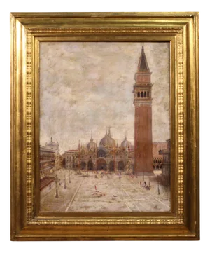 View of St. Mark's Square, 1917, Oil on Canvas, Framed