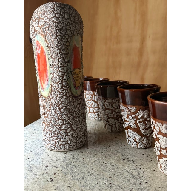 Brown Vintage Ceramic Pitcher from Vallauris, 1970s, Set of 6 For Sale - Image 8 of 18