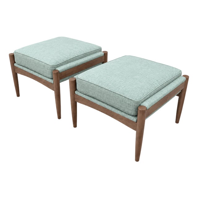 Mid Century Modern Style Ottomans- Pair For Sale