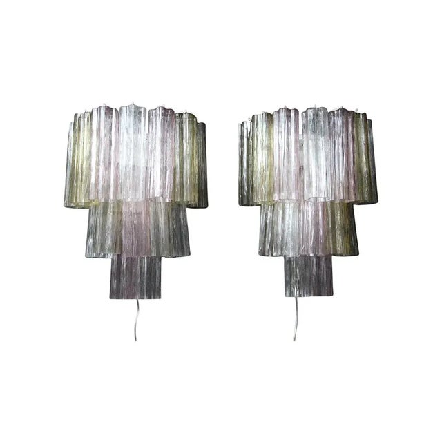 Pink, White, Yellow and Smoked Color Tronchi Wall Lights in the style of Venni, 2000s, Set of 2 For Sale - Image 13 of 13