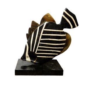 Maitland-Smith Tessellated Stone and Brass Fish For Sale