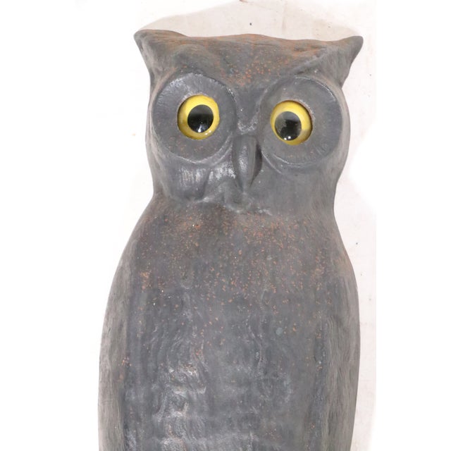 Large Pair of Vintage Arts and Crafts Rustic Victorian Owl Andirons With Glass Eyes For Sale - Image 13 of 14