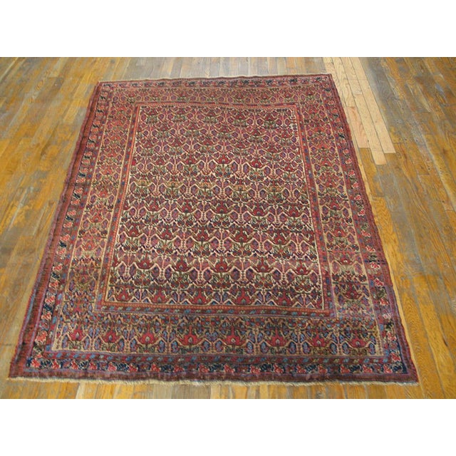 Tribal 1900s Ivory Geometric Tribal Antique Hand Knotted Afshar Persian Rug 4'6" X 6'2" Wool Carpet For Sale - Image 3 of 4