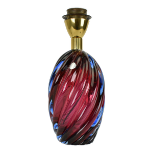 Vintage Mid Century Modern Italian Accent Murano Glass Lamp Cobalt Blue Pink Red Retro Sommerso Seguso