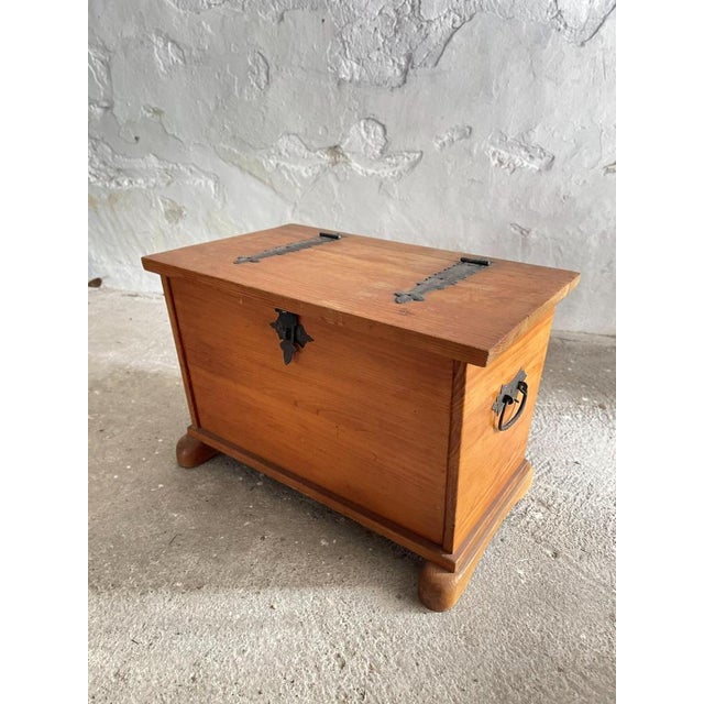 Mid-Century Swiss Pine Chest with Wrought Iron Fittings For Sale - Image 3 of 10