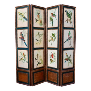 Victorian Screen with Birds and Roses, 1940s For Sale