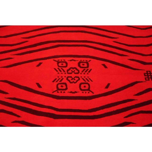 Red and Black Modern Tiger Rug For Sale - Image 4 of 9