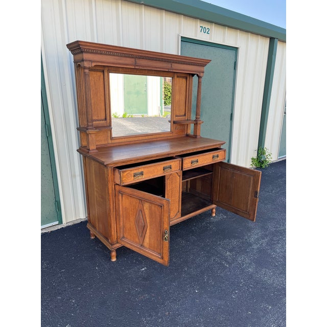 Antique Arts and Crafts Quartersawn Oak Sideboard Buffet For Sale - Image 4 of 12