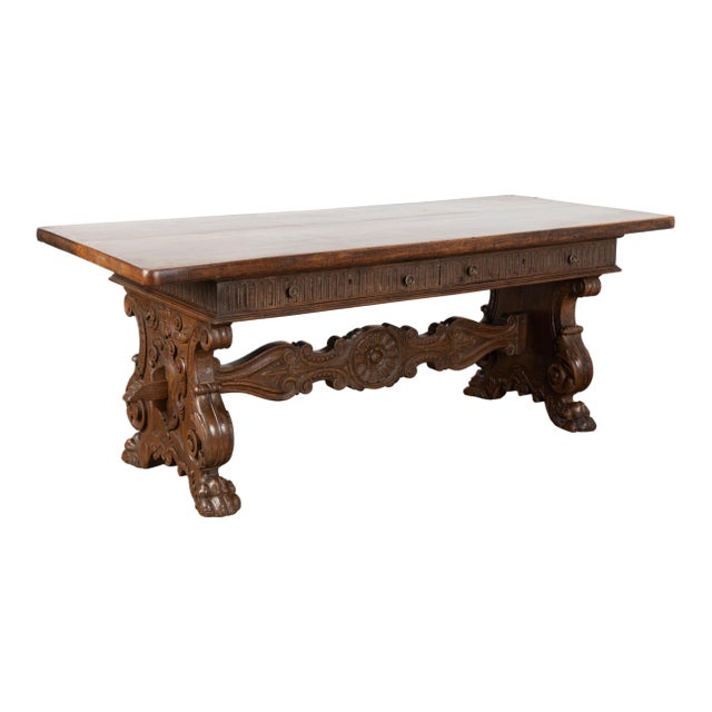18th Century Italian Carved Walnut Desk or Console Table For Sale