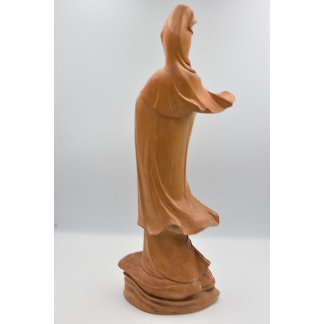 Vintage Guanyin the Bodhisattva of Compassion Hand Carved Wood Statue Figure For Sale In Palm Springs - Image 6 of 10