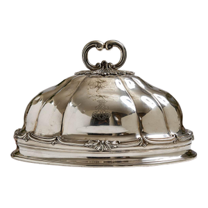 Antique English Sheffield Crested Silver Plate Food Cover