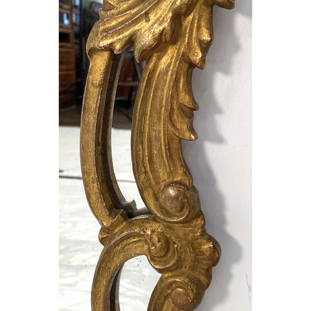 Wood English Pierced Gilt Wall Mirror in the Rococo Style (H 30 3/4 X W 18 1/2) For Sale - Image 7 of 15