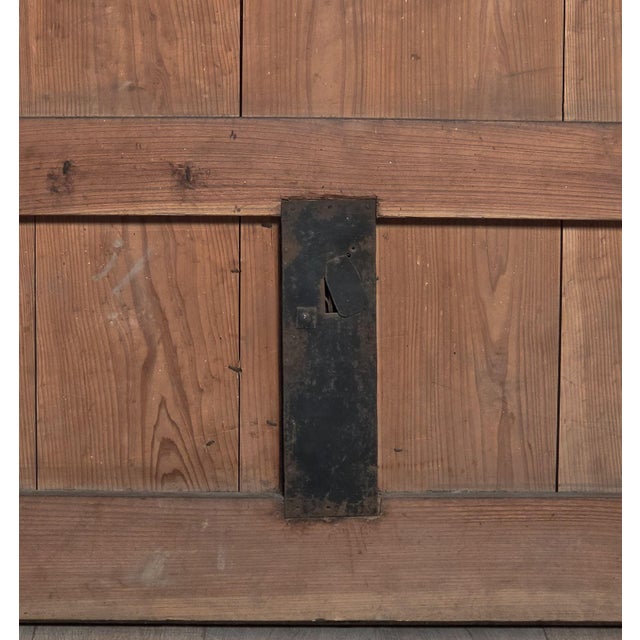 Meiji Period Keyaki Wood Warehouse Door Inset With Iron Japan Circa 1880 For Sale In San Francisco - Image 6 of 6