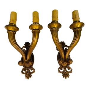 Circa 1920's French Gilt Bronze Wall Sconce - A Pair