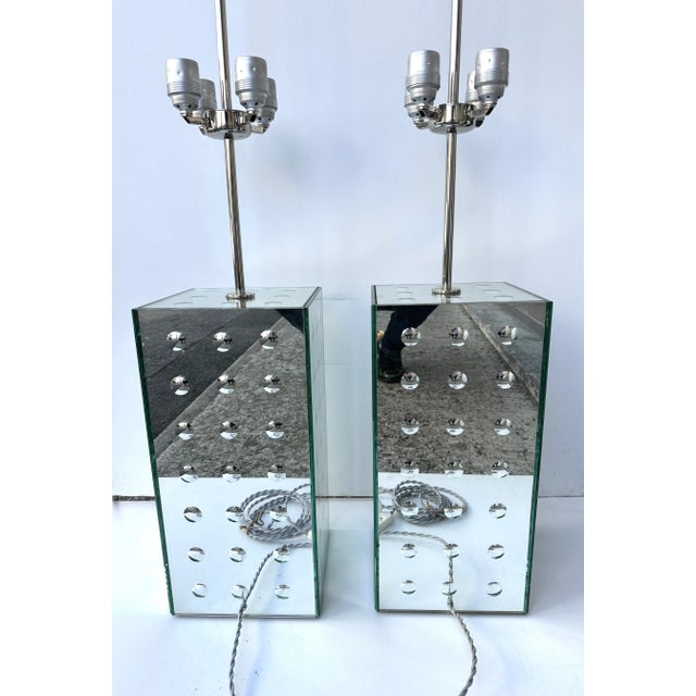 Contemporary Pair of Silver Optical Murano Glass Lamps by Roberto Rida, Italy For Sale - Image 12 of 12