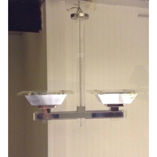 Vintage 2-Arm Ceiling Mount Light Fixture Lucite and Chrome Chandelier 70s For Sale In Greenville, SC - Image 6 of 6