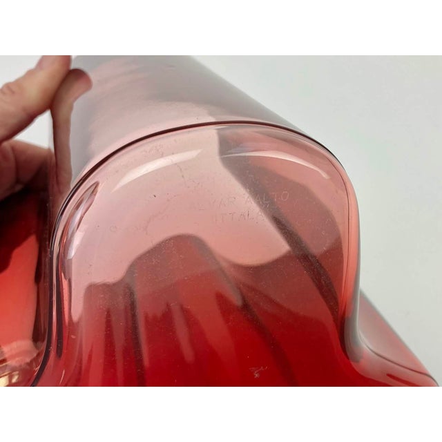 Late 20th Century Finland Iittala Alvar Aalto Cranberry Red Vase For Sale - Image 5 of 5