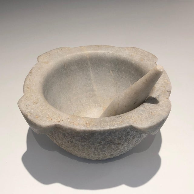 Carrara Marble Mortars and Their Pestles, French Work, 18th Century A