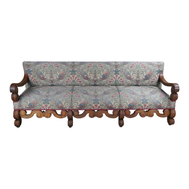 Late 19th Century Antique Spanish Colonial Mahogany Hall Bench Couch Sofa For Sale