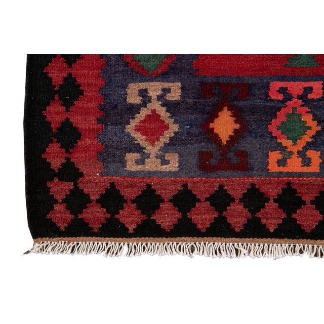Red Mid-20th Century Vintage Kilim Rug 5' X 12' 10'' For Sale - Image 8 of 13