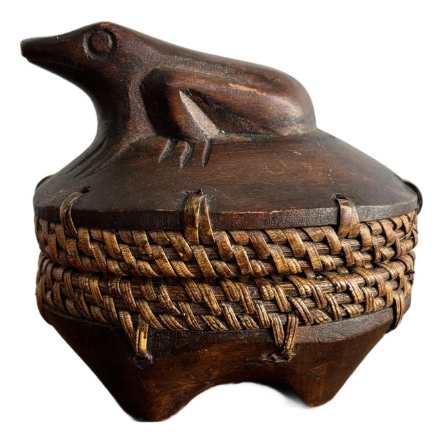 Small 1980s Wooden Frog Box For Sale