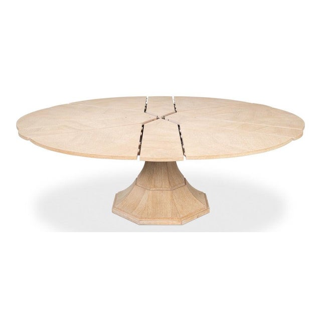 Traditional Bleached Oak Expanding Dining Table - 85 1/2" For Sale - Image 3 of 11