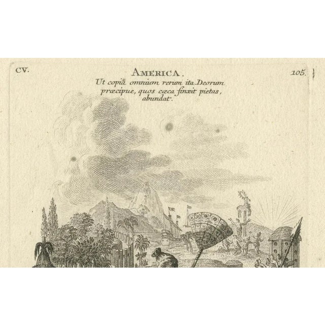 Johann Georg Hertel, Allegorical Engraving of America, Mid-18th Century, Print For Sale - Image 5 of 6