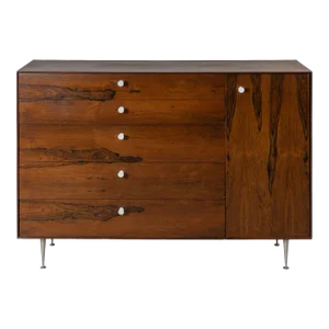 George Nelson for Herman Miller Thin-Edge Tall Dresser Cabinet in Rosewood & Porcelain