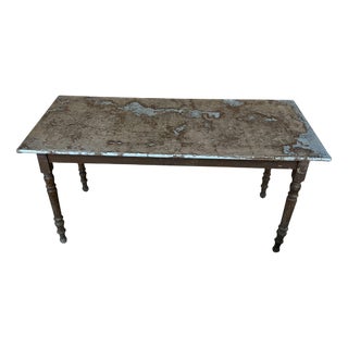 Vintage Zinc Top Rectangular Dining Table, 1950s For Sale
