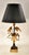 Charming Italian table lamp, wrought iron with gilded oak leave decoration. New wiring. Shade shown is not included....